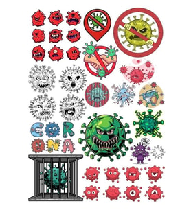 Virüs Bakteri Sticker Set-1 32 Parça Telefon, Tablet, Defter, Laptop Sticker