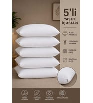 5 Adet Pamuklu Yastık İç Kılıfı 50x70 cm Fermuarlı Beyaz