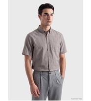 LCWAIKIKI Classic Kahverengi Regular Fit Çizgili Poplin Erkek Gömlek