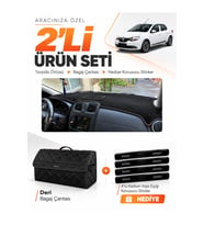 e-biz RENAULT SYMBOL ÜST KAPAKLI (2013-2021) Uyumlu Torpido Örtüsü + Deri Çanta - Siyah - RE014