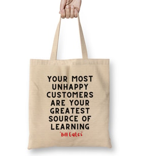 Bill Gates Quotes - Motivation İnspiration Success Work Gifts Bez Çanta Uzun Saplı