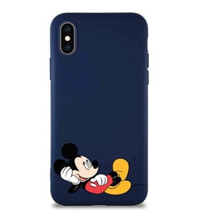 Apple iPhone X Soft Premier Kapak Mickey Mouse-F Tasarımlı Silikon Kılıf - Lacivert (Şeffaf)