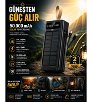 Taşınabilir Güneş Panelli Powerbank Çoklu Cihaz Şarj Destekli