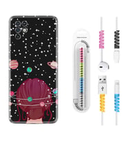INFINIX Note 11 Pro Note 10 Hot 9 Play Kılıf Kablo Koruma Spiral Silikon Space Woman 1311