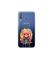 Samsung Galaxy M30 ile Uyumlu Splash Tilki Tasarımlı Şeffaf Silikon Kılıf