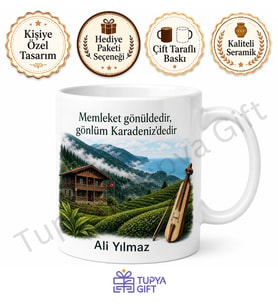 Karadeniz Temalı Kişiye Özel Baskılı Kupa Bardak Hediye