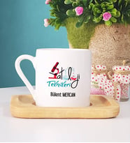 Pataloji Teknikeri Türk Kahvesi Fincanı Ahşap Altlıklı