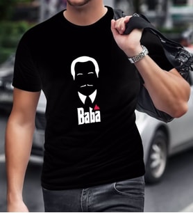 BK Home Godfather Baba Tasarımlı Siyah T-Shirt-12