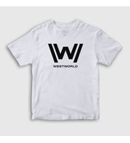 Presmono Unisex Çocuk Beyaz Logo V2 Westworld T-Shirt 223908tt (Beyaz)