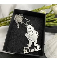 Kişiye Özel Winnie The Pooh Detaylı İsim Kolye 925K Gümüş