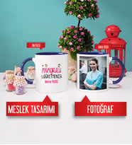 Anaokulu Öğretmenine Hediye Anaokulu Öğretmeni Kupa Bardak Lacivert Fotoğraflı