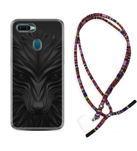Oppo A5S A15 A16 A54 A55 A73 A74 Kılıf Boyun Asklı Rasta Silikon Black Fox 1325