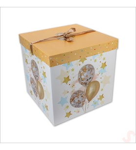 Kapaklı, Katlanır Demonte Karton Kutu, 30cm - Balon & Somon (STD)