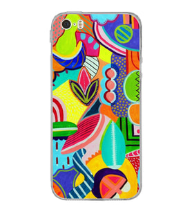 PrintiFy iPhone 5S ile Uyumlu Retro Color 6  Kamera Korumalı Şeffaf  Kılıf
