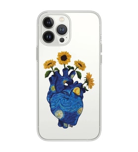 Iphone 12 Pro Uyumlu Vincent Van Gogh Kalp Tasarımlı Şeffaf Telefon Kılıfı