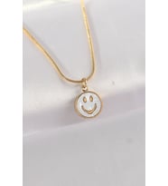 316L Çelik Zincir Altın Renk Mermer Desenli Minimal Smile Kolye 5886 - SSSSSS1669-5468