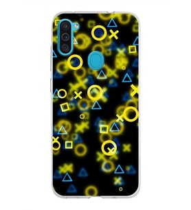 Samsung Galaxy M11 Kapak  Semboller Tasarımlı Şeffaf Silikon Kılıf
