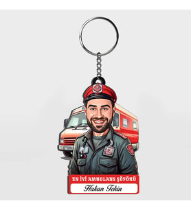 Karikatürlü - Yakışıklı Ambulans Şoförü İsimli Anahtarlık