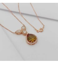 Gümüş Damla Model Taşlı Kolye 925 Ayar (Karışık)