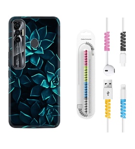 Tecno Spark 6 6 Go 8C 8 Pro 7 7 Pro Kılıf Kablo Koruma Spiral Silikon Mistik Çiçekler 1650