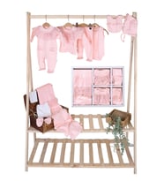 Kız Bebek Natıral Pamuk Kumaş Dantelli Lüks 10 Lu Hastane Çıkışı Set STL6448 (Pembe)