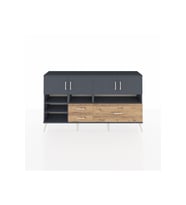 Arges Konsol 8 Raflı 3 Çekmeceli 4 Kapaklı 176x30x99 Antrasit-Antrasit/Çam