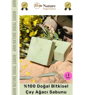 #çayağacı %100 Doğal Güzel Kokulu El Yüz Saç Vücut Orijinal Bitkisel Çay Ağacı Sabunu 120g - 1 Adet