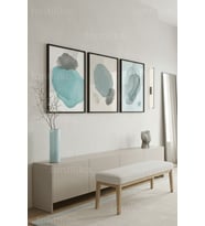 Modern Minimalist Soyut Formlar 3’lü Ahşap Çerçeveli Tablo Seti