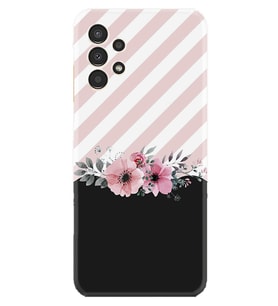 Samsung Galaxy M14 Uyumlu Kılıf Resimli Desenli Baskılı Silikon Strip Pink Flowers 1396