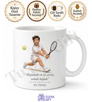 Tenis Oynayan Baba Temalı Kupa Bardak Babalar Günü Özel Hediye