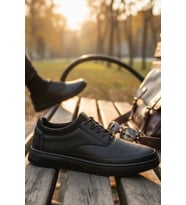 Enoch Hakiki Deri Burun Perfore Detaylı Erkek Sneaker Ayakkabı Ortopedik Taban