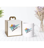 BK Gift Ahşap Kutuda Kandinsky Style Tasarımlı Beyaz Kupa Bardak-1