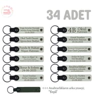 Küçük Müzik Grubuna Hatıra, 34'lü Set, Kişiselleştirilebilir Yazılı Deri Anahtarlık, Beyaz & Yeşil