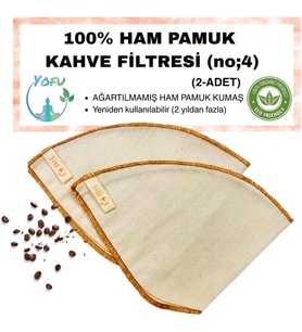 adet) Yıkanabilir, Kumaş Kahve Filtresi (no:4) Ağartılmamış%100 Ham Pamuk, Organik, Ekolojik Filtre no:4 (no4.2)