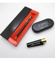Clipper® Desenli Siyah Altın Kişiye Özel Çakmak ve Kalem Seti Hediyelik Çakmak