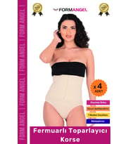 #Korse Yüksek Bel Vücut Karın Mide Şekillendirici Külot Fermuarlı Toparlayıcı Slip Korse - 4 Adet