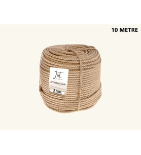 Jütburada Jüt Halat 5 mm 10 Metre Hasır Dekor Süsleme İp