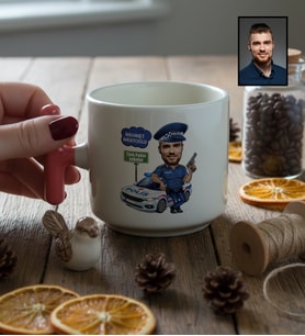 Kişiye Özel Kişiye Özel Karikatürlü Erkek Polis T Kupa Polisler Günü Hediyesi