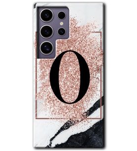 Galaxy S24 Ultra Kılıf HD Desen Baskılı Kılıf - Pembe Mermer Desenli O Harfi