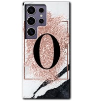 Galaxy S24 Ultra Kılıf HD Desen Baskılı Kılıf - Pembe Mermer Desenli O Harfi