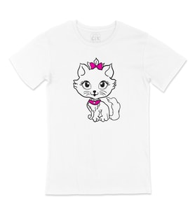 Pembe Tokalı Kedi Tişört