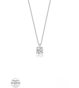 SWAROVSKİ TAŞLI  ZİRCONİA KARE BAGET PIRLANTA MONTÜR  925 AYAR GÜMÜŞ KOLYE