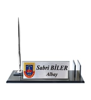 Kişiye Özel Tasarım Jandarma Logolu Kristal İsimlik
