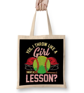Yes I Throw Like a Girl Want a Lesson Pitcher Pun Bez Çanta Uzun Saplı