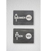 Women-Men WC Yönlendirme Levhası- İkili Set - Ceviz