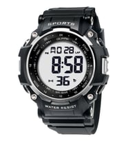 Quark Qu-352G-2 Dijital Kronometreli Alarmlı Takvimli Işıklı Erkek Kol Saati (Siyah)