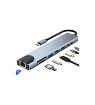 Shaza 8in1 USB Type-C Hub Port Adaptör HDMI USB Ethernet Pd Girişli