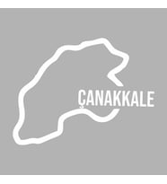 Çanakkale Harita Araba Sticker siyah 17x13 CM (Beyaz)