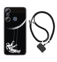 Infınix Hot 20i Kılıf Resimli Boyun Askılı İpli Desenli Silikon Series Astronot 519