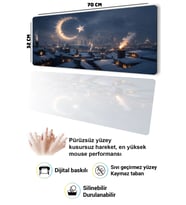SonicTouch Klavye Mousepad 32x70cm Dikişsiz Pürüzsüz Sıvı Geçirmez Kaymaz Taban Duman Hilali